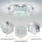 21 Inch Crystal Chandelier LED Flush Mount Ceiling Light Fixtures Luxury Chandeliers for Living Room Bathroom Bedroom Entrance Dining Room(Cool White)