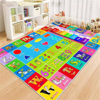 Kids Alphabet Play Game Rug - 3' x 5' ABC Numbers and Shapes Educational Learning Toddler Carpet - Kids Room Playroom Classroom Kindergarten Activity Fun Soft Non-Slip Mat