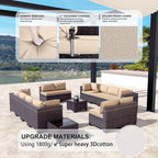 Kullavik 14PCS Outdoor Patio Furniture Set PE Wicker Rattan Sectional Sofa Patio Conversation Sets,Sand