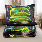 Twin Bedding Sets for Boys, Gamer Comforter Sets for Boys Teens, 3D Printed Gaming Console Soft Microfiber Bedding Sets, Twin Bed Comforter Set for Boys (1 Comforter +1 Pillowcases)
