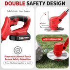 Cordless Weed Wacker, Electric Weed Eater with 4 Types of Blades & 2 * 2.0Ah Batteries, Lightweight Brush Cutter Foldable String Trimmer, Battery Powered Lawn Mover for Lawn Yard (Red)