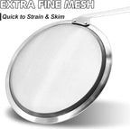 Anaeat Stainless Steel Fat Skimmer Spoon - Set of 3 Professional Kitchen Fine Mesh Food Strainer and Hot Pot Skimmer with Long Handle for Skimming, Cooking, Frying, Grease, Gravy and Foam (3"+4"+4.7")