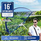 Wild Badger Power 40V Cordless Weed Wacker, String Trimmer/Edger, Hedge Trimmer and Brush Cutter Blade, Pole Saw, Attachment Capable 4-in-1 Multi-Tool Kit with 2 * 20V 4Ah Battery and 1 Charger, Blue