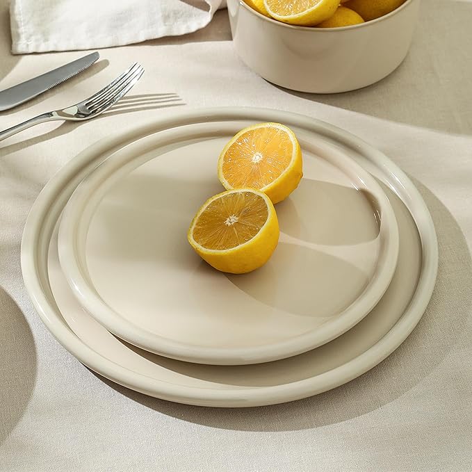 Stone Lain Eden 4-Piece Salad Plate Set Stoneware, Beige