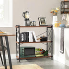 Industrial Bookshelf,Rustic Open Shelf Bookcase,3 Tier Book Shelf for Bedroom Office Living Room,Small Bookshelf for Small Spaces with Metal Frame