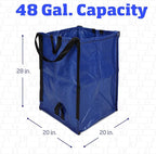 DURASACK Heavy Duty Home and Yard Bags 48-Gallon Reusable Self-Standing Lawn and Leaf Bags Garbage Can with Reinforced Handles, Blue