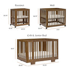 Babyletto Yuzu Convertible All-Stages Bassinet, Midi, Full-Size Crib in Natural Walnut, Greenguard Gold Certified, Portable & Adjustable with Conversion Kits and Pads Included