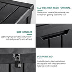 YITAHOME Deck Box, 51 Gallon Weatherproof Outdoor Storage Container for Patio Cushions, Pool Supplies, Garden Tools, Lockable Lid and Side Handles, Black
