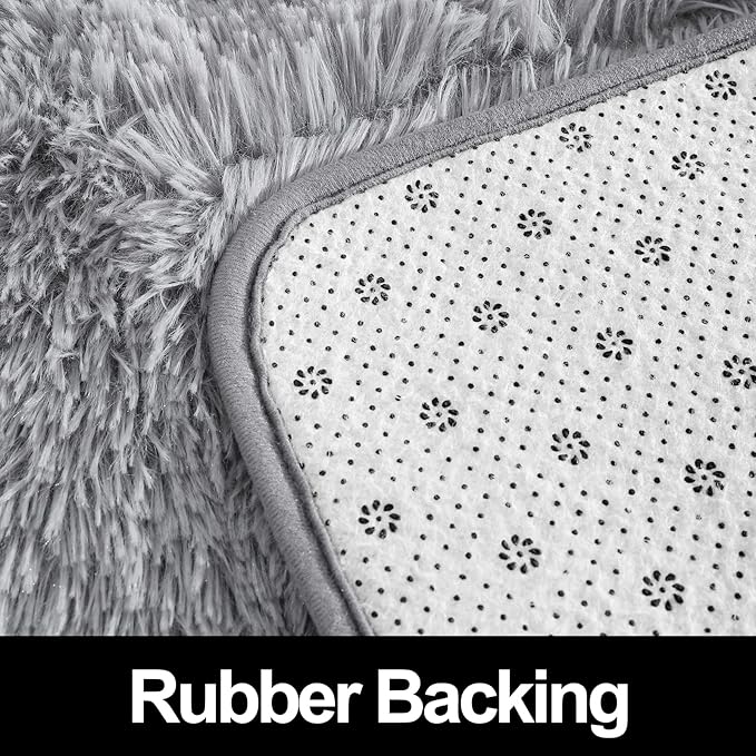 Super Soft Fluffy Shaggy Rugs for Living Room Bedroom, Fuzzy Plush Area Rugs for Girls Kids Room Nursery Home Decor, Furry Dorm Throw Rug Cute Non-Slip Indoor Floor Carpet 5x8 Feet, Grey