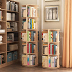 3 Tier 360° Rotating Stackable Shelves Bookshelf Organizer 360 Display Rotating Bookshelf Wood Book Shelf Organizer for Bedroom, Living Room, Study Room - Intexca