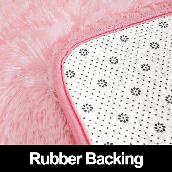 Super Soft Fluffy Shaggy Rugs 6x9 Feet for Living Room Bedroom, Fuzzy Plush Area Rugs for Girls Kids Room Nursery Home Decor, Furry Dorm Rug Cute Non-Slip Indoor Floor Carpet, Baby Pink