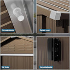 8FT x 6FT Outdoor Storage Shed, Waterproof, Lockable Door Metal Tool Shed with Sliding Door and Air Vents, Storage House for Gardening Tools, Metal Storage Shed for Garden, Backyard, Lawn