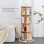 4 Tier Rotating Bookshelf 360 Display, Spinning Bookshelf Tower for Kids, Side Table, Floor Standing Bookcase Dtorage Rack, Circular Bookshelf Rotating for Living Room Study Room Office