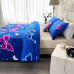 SDY 3PCS Butterfly Comforter Set Twin, Bed in a Bag Set Twin Quilt Set, Kawaii Comforter Purple Floral Bedding, Bedroom Decor Aesthetic for Girls, Kids, Toddler, Children, Teenage, Baby…