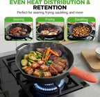 NutriChef 12-Inch Cast Iron Skillet w/Lid - Pre-Seasoned, Oven Safe, Nonstick, Cool-Touch Silicone Handle, For All Cooktops - NCCI12
