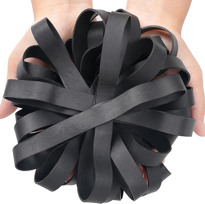 Rubber Bands Size#107 Heavy Duty Big Wide rubber band 30PCS Elastic Bands for Office Supply Trash Can File Folders Litter Box Rubber Bands (Black)