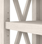 Bush Furniture Key West Bookcase Shelf in Linen White Oak | Farmhouse Bookshelf Display Cabinet for Library, Bedroom, Living Room, and Office