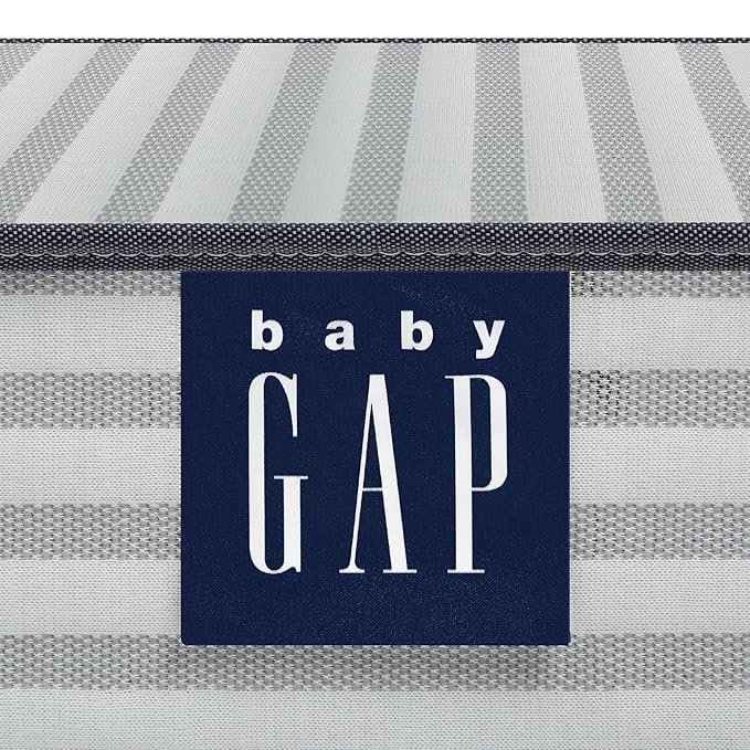 babyGap by Delta Children Graham 4-in-1 Convertible Crib with Storage Drawer TrueSleep Crib and Toddler Mattress (Bundle), Navy/Light Blue