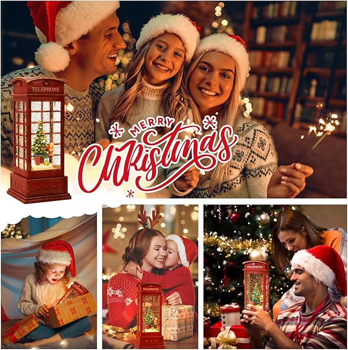 House & Garden Decoration,Christmas Lantern with 8 Pieces of Music,Sparkling Crystal Keep Circling Around The Snowman Families Music Box as a (Christmas Child)