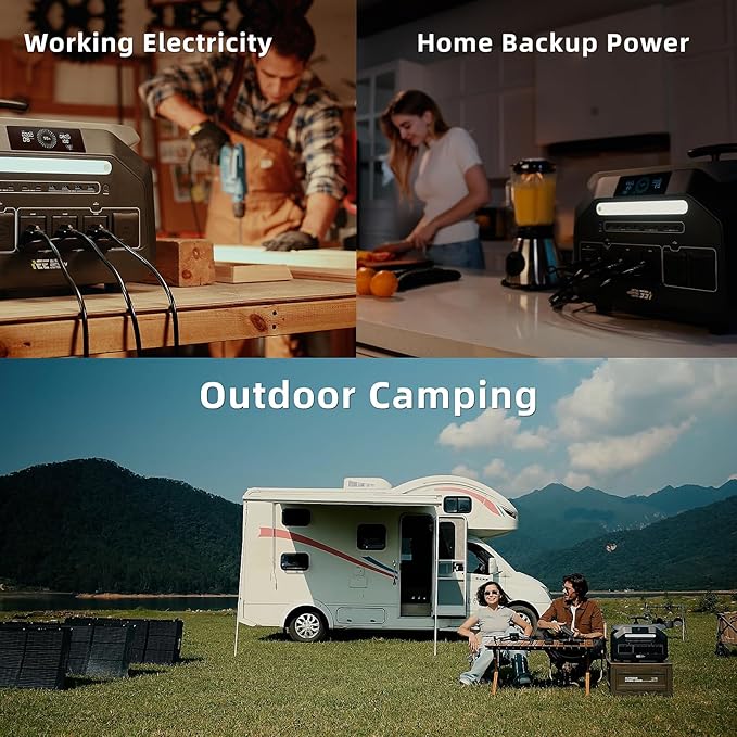 IEE 3200W Solar Generator P3200 with 500W Solar Panel, 2048Wh Portable Power Station, 1800W AC Charging, AC Outlets x 4, LiFePO4 Battery Power Station for Home Backup, Camping, RV, Emergency