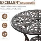 3 Piece Patio Furniture Dining Set Aluminum Patio Bistro Set Outdoor Furniture with Umbrella Hole for Yard, Balcony, Bronze
