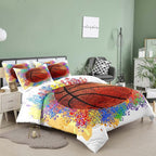 Tailor Shop Twin Size Comforter Set,Basketball Bedding Set for Boys Kids Teens,Sports Kids Basketball Comforter Sets with 1 Pillowcases