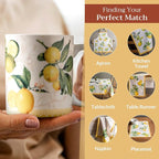 Maison d' Hermine Coffee Mug with Handles Tea Cups (15 Ounce, Pack of 1) | Fine Bone China Coffee Mugs for Hot Beverages Cappuccino Latte Home Restaurant Hotel Spring Summer -Limoncello - Verna