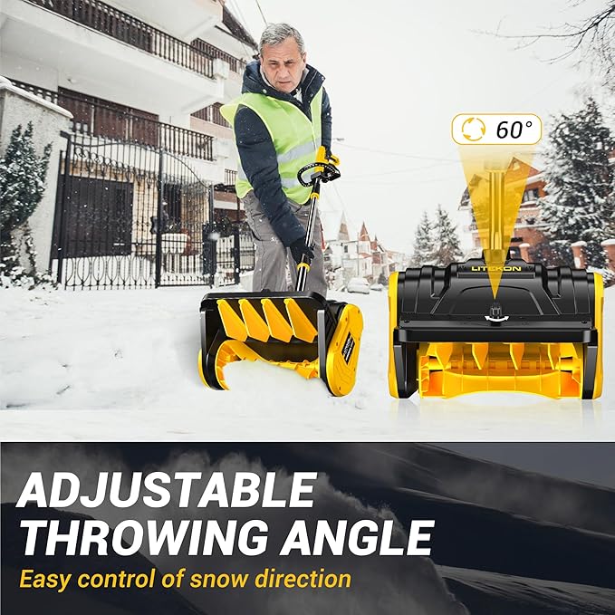 Cordless Snow Shovel, 40V | 13-Inch | 4.0-Ah High Power Brushless Snow Blower, Battery-Powered Snow Blower for Patio, Deck, Driveway (2 * 40V Battery & Quick Charger Included)