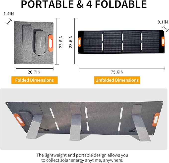 200W Portable Solar Panel for Power Station Generator,200 Watt Foldable Solar Panel Charger with MC4 Output,3-in-1 DC Connector,23.5% High Efficiency for Outdoor Camping RV Travel(200W)