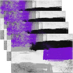 Feelyou Purple Black Grey White Placemats Set of 4 for Kids Boys Girls Abstract Placemat for Kitchen Dining Table Decor Indoor Outdoor 18"x12" Ombre Modern Table Place Mats, Decor Buffalo Check