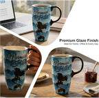 Topadorn 17oz Ceramic Travel Mug with Lid and Handle, Porcelain Coffee Cup with Gift Box, Microwave & Dishwasher Safe, Leak-Proof, for Latte, Tea, Cocoa, Milk, Home & Office