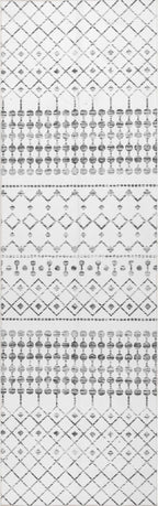 nuLOOM Moroccan Blythe Machine Washable Runner Rug, 2' 6" x 8', Grey, Rectangular, 0.1" Thick