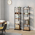 Bookshelf 5-Tier Book shelf - Narrow Wood Bookcase Tall Corner Book Shelves Storage Organizer Display Book Rack for Living Room Bedroom Office Home (Rustic Brown)