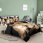 Bodhi Lover Couple Lion Comforter Set Twin Soft Microfiber Lion Bedding Set Twin Size Animal Comforter Set with Pillowcases,1 Comforter+1 Pillow Shams #4004