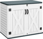 YITAHOME Outdoor Resin Storage Sheds with X-Shaped Lockable Door, 39 in Height Lockable Waterproof Horizontal Shed w/o Shelf, Easy to Assemble Shed Storage for Garden Tools, Light Gray