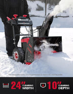 PowerSmart 80V 24" Cordless Snow Blower, 2-Stage Self-Propelled with (2) 6.0Ah Batteries & (1) Charger (HB2805B)