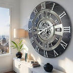 The Gears Clock Real Moving Gear Wall Clock England Line (Vintage Black, 36 inches (90 cm))