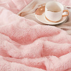 Andency Pink King Size Comforter Set, 3 Pieces Fleece Fuzzy Fluffy Bedding Set, Plush Shaggy Faux Fur Warm Bed Set