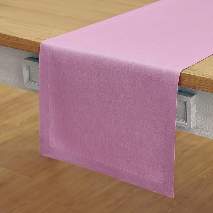 Solino Home Linen Violet Table Runner 120 Inches Long - 100% Pure Linen Dining Table Runner 14 x 120 Inch for Halloween - Fete
