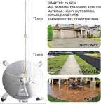 Hourleey 19" Pressure Washer Surface Cleaner, Stainless Steel Surface Cleaner with 4 Wheels for Concrete, Patio, Sidewalk, Deck, Pathway 1/4" Quick Connector, 2 Extension Wand, 4000 PSI