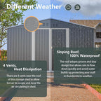 11x13 FT Outdoor Metal Storage Shed with Floor Frame, 140.5 sq.ft Heavy-Duty Garden Tool Shed with Double Doors, Waterproof Roof, All-Weather Steel Utility Shed for Backyard, Lawn, Patio