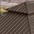 PURPLE LEAF 12' X 24' Outdoor Hardtop Gazebo Patio Wide Aluminum Frame Metal Double Roof with Heavy Duty Netting and Curtains for Permanent Hard Top Pavilion Screen, Navy Blue