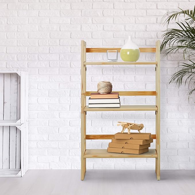Casual Home 3-Shelf Folding Student Bookcase (20.75" Wide)-Natural