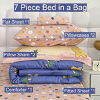 Kids Moon Stars Cloud Comforter Set Twin size - 7 Piece Rainbow Kawaii Bedding Set Bed in A Bag for Girls Boys Teens - Goodnight Moon Neutral Soft Comfortable Machine Washable Bed Set