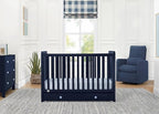 Delta Children babyGap Graham 4-in-1 Convertible Crib with Storage Drawer + Brannan Bear Bookcase with Bins + Brannan Bear Wall Shelf with 4 Hooks, Navy/Light Blue (Bundle)