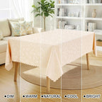 Smiry Rectangle Waterproof Heavy Duty Vinyl Tablecloths, 60 x 84 Inch | Wipeable Washable Floral Embossed Table Cover for Kitchen and Dining Room, Indoor & Outdoor Use, Beige