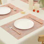 Leetaltree Coral Placemats Set of 12 - Heat Resistant Non-Slip Place mats for Dining Table, Washable Durable PVC Vinyl Woven Table Mats（Coral, 12）