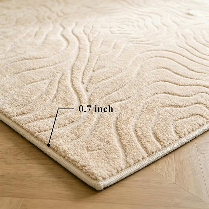 Washable Area Rug 6′6″ × 9′10″ for Living Room Bedroom, Abstraction | Soft Cozy Fluffy Mid Pile Machine Washable Non Slip Boho Modern Accent Rug for Dining Room Nursery Kids Room Dorm Hotel