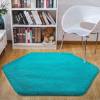 junovo Ultra Soft Rug for Nursery Children Room Baby Room Home Decor Dormitory Hexagon Carpet for Playhouse Princess Tent Kids Play Castle, Diameter 4.6 ft, Teal Blue