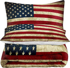 Tailor Shop American Flag Comforter Set for Boys Kids Teens American Flag Pattern Bedding Set King Size with 1 Comforter 2 Pillowcases